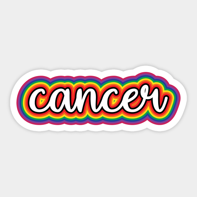 Cancer  Astrology Script Typography Gay Pride Rainbow Sticker by graphicbombdesigns